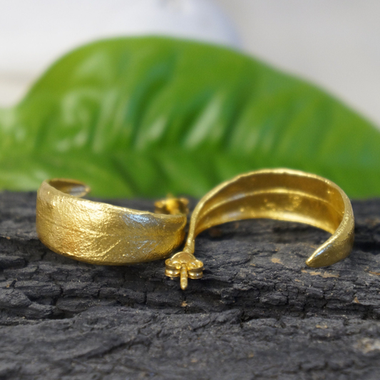 Olivenblatt Creolen 🌿 – 925 Silber · 14K Vergoldet