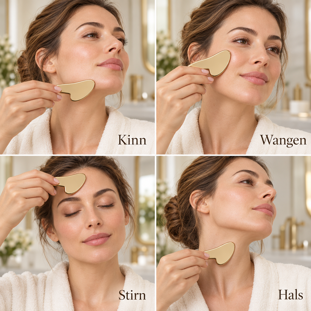 Anwendung an Kinn, Wangen, Stirn und Hals