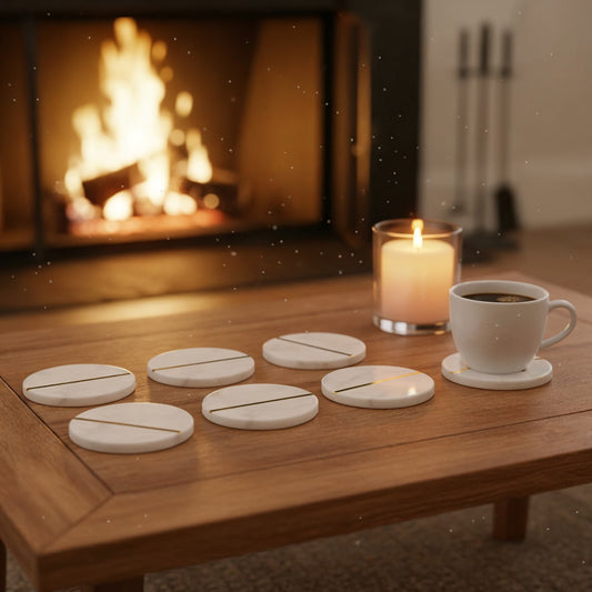 Stonehenge – Weiße Marmor Untersetzer (6er Set) 🏛️✨