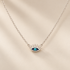Silberkette mit Auge-Anhänger – 925 Sterling Silber & Türkis