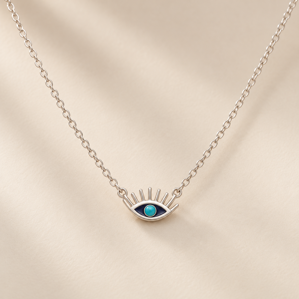 Silberkette mit Auge-Anhänger – 925 Sterling Silber & Türkis