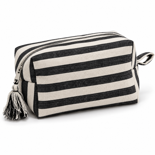 Handgefertigte Kosmetiktasche Ole – Schwarz/Natur