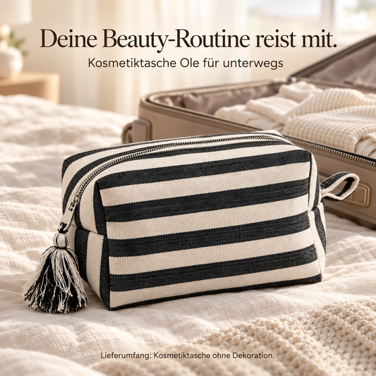Handgefertigte Kosmetiktasche Ole – Schwarz/Natur