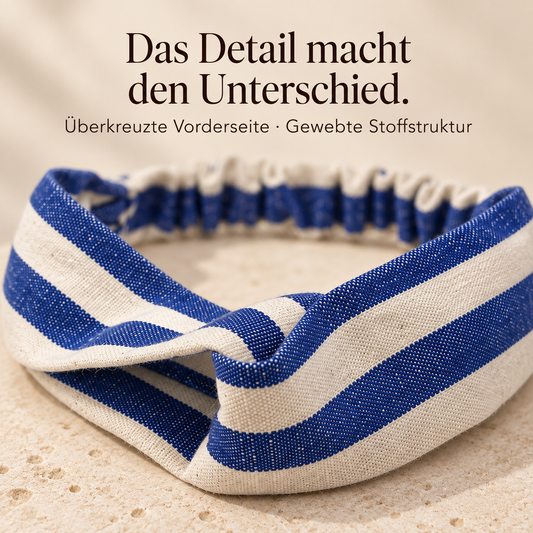 Handgefertigtes Haarband Ole – Blau/Natur