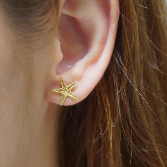 Seestern Ohrringe 🐚✨ – Echte Meeresstruktur aus 925 Silber · Handgefertigt