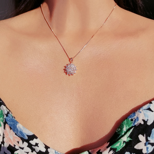 Goldene Sonnenblumen Kette 🌻 – 18K Vergoldet · Zirkonia Stein