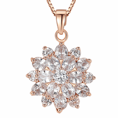 Goldene Sonnenblumen Kette 🌻 – 18K Vergoldet · Zirkonia Stein