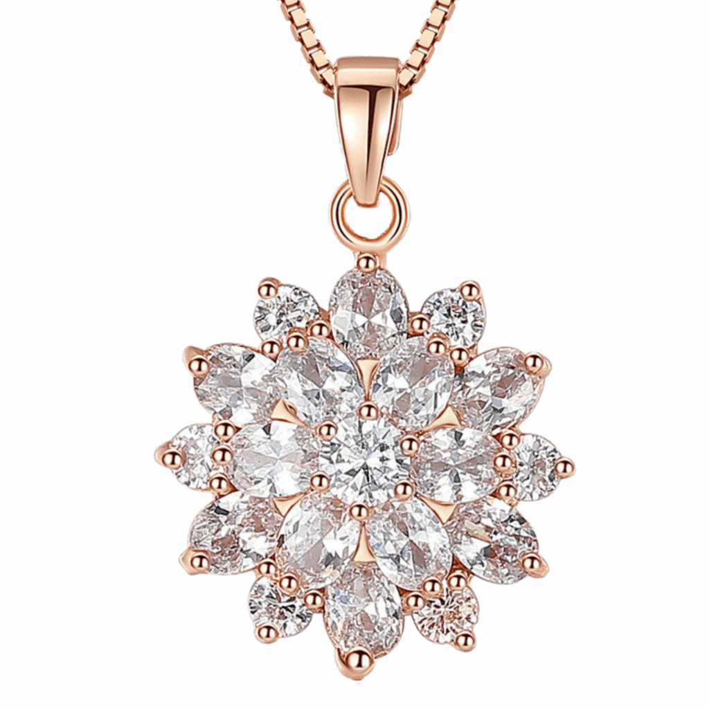 Goldene Sonnenblumen Kette 🌻 – 18K Vergoldet · Zirkonia Stein