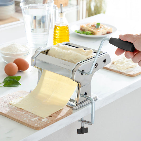 🍝🧑‍🍳 Frashta Nudelmaschine mit Rezeptbuch – Manuell | 3 Aufsätze | Edelstahl – InnovaGoods