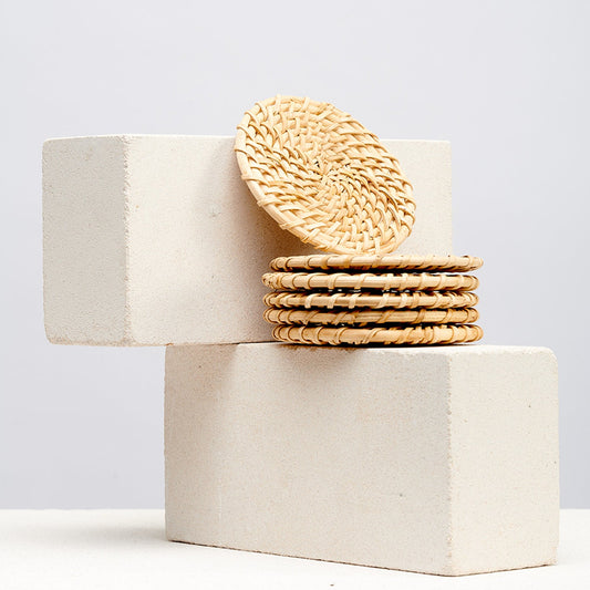 Kuno – Handgefertigte Rattan-Untersetzer (Set aus 6) 🌱🪵