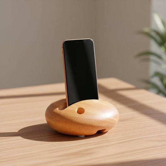 Golden Langur – Holz Phone Stand & Sound Verstärker 📱🎶🌱